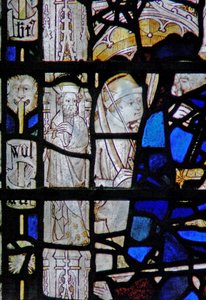 Fenster w6, Randtafel mit Figur darstellend von English School