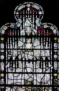 Fenster w6, Baldachin mit Figuren darstellend von English School