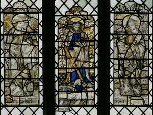 Fenster w8, Darstellung von St. Andreas, St. Gabriel, St. Raphael von English School