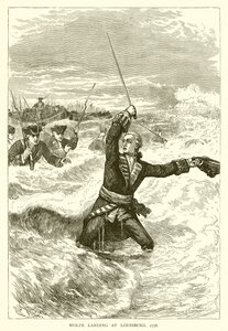 Wolfe landet in Louisburg, 1758 von English School