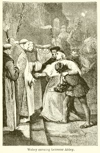 Wolsey betritt die Abtei von Leicester von English School