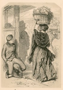 Frau mit einem Korb auf dem Covent Garden Market, London