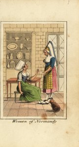 Frauen der Normandie, Frankreich, in einer Küche