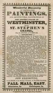 Wunderbare Entdeckung von beleuchteten Gemälden und architektonischen Illustrationen des alten Palastes von Westminster und der St. Stephens Kapelle, jetzt das Unterhaus von English School