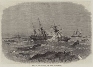 Schiffswrack des Dampfschiffs Earl Percy bei Tynemouth (Stich) von English School