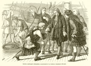 Der junge Moidart schwört Prinz Charles Stuart die Treue von English School