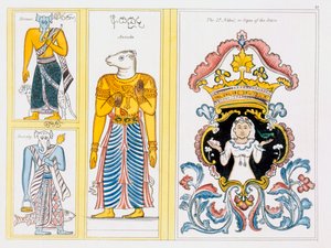 Zodiaksymbole, aus Die Geschichte und Lehre des Buddhismus von Edward Upham, 1829