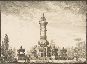 Perspektivische Erhebung einer Grabesäule für die Bestattung..., 1746-50 von Ennemond Alexandre Petitot