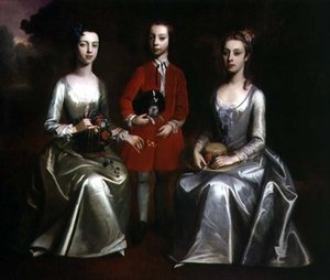 Familienporträt von drei Kindern, ca. 1720