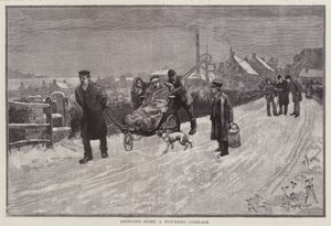 Ein bei der Arbeit verletzter Bergarbeiter wird nach Hause gebracht von Enoch Ward