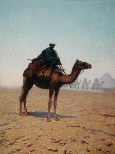 Eine Karawane passiert eine Pyramide, ca. 1869 von Enrico Tarenghi