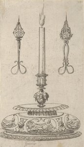 Entwurf für einen Kerzenhalter mit Dochtschneider von Erasmus Hornick
