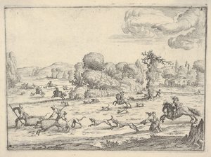 Wildschweinjagd in einer Landschaft, ca. 1620-38