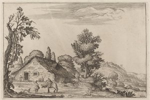 Landschaft mit einem Reisenden vor einem Cottage von Ercole Bazicaluva