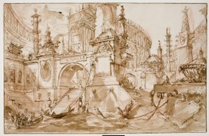 Architekturfantasie – antiker Hafen von Eric Hebborn