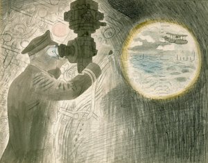 Ein U-Boot-Offizier schaut durch das Periskop von Eric Ravilious