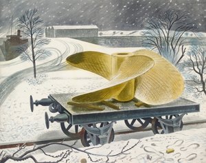 Schiffsschraube auf einem Eisenbahnwagen, frühes 20. Jahrhundert