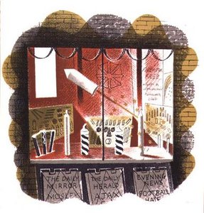 Der Zeitungshändler, gedruckt von der Curwen Press, aus High Street, von J.M. Richards, veröffentlicht von Country Life, 1938 (Satz von 24)
