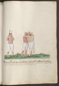 Halbnackte Janitscharen während einer Prozession des Sultans von Erich Lessing