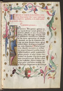 Vollseite: Text, Initiale und Ranken mit den Wappen von Friedrich III unten von Erich Lessing