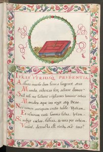 Ganzseitig: Text mit figürlichem Medaillon und dekorativem Rahmen von Erich Lessing
