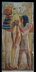 Göttin Hathor beschützt Pharao Sethos I. von Erich Lessing