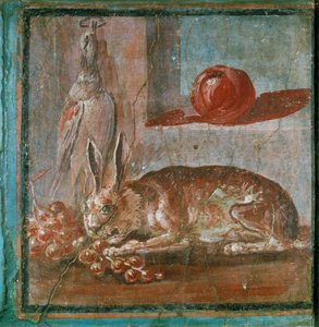 Stillleben mit einem Hasen und Trauben von Erich Lessing