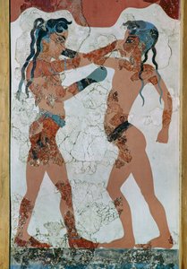 Zwei Ringer. Wandmalerei von der Insel Thera von Erich Lessing