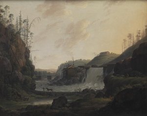 Flusslandschaft mit einem Wasserfall bei Bogstad in Norwegen von Erik Pauelsen