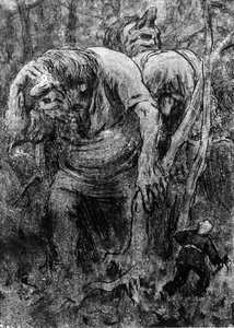 Die kleinen Jungen treffen die Trolle im Hedals-Wald von Erik Theodor Werenskiold