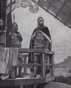 König Edward III. in der Schlacht von Crecy, Frankreich, 26. August 1346