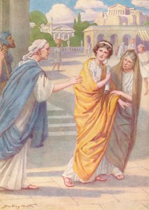 Verginius ließ seine schöne junge Tochter Verginia in der Obhut ihrer Amme, ca. 1912, 1912 von Ernest Dudley Heath