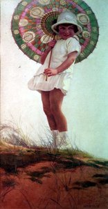 Porträt der Tochter des Künstlers mit einem Sonnenschirm von Ernest Longmate