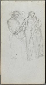 Skizzenbuch, Seite 10: Umarmende Figuren von Jean Louis Ernest Meissonier