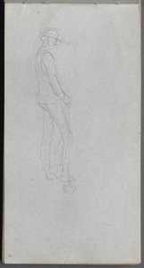 Skizzenbuch, Seite 11: Figur im Profil von Ernest Meissonier