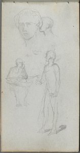 Skizzenbuch, Seite 12: Mehrere Figuren von Ernest Meissonier