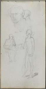 Skizzenbuch, Seite 12: Mehrere Figuren von Jean Louis Ernest Meissonier