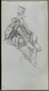 Skizzenbuch, Seite 23: Sitzender Soldat von Ernest Meissonier