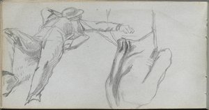 Skizzenbuch, Seite 58: Liegende Figur und Figur von hinten von Ernest Meissonier