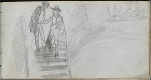 Skizzenbuch, Seite 64: Figuren auf einer Treppe von Ernest Meissonier