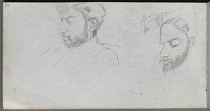 Skizzenbuch, Seite 65: Studie von Gesichtern im Profil von Jean Louis Ernest Meissonier