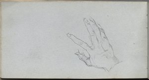 Skizzenbuch, Seite 68: Studie einer Hand von Jean Louis Ernest Meissonier