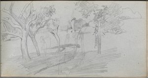 Skizzenbuch, Seite 74: Landschaftsstudie von Jean Louis Ernest Meissonier