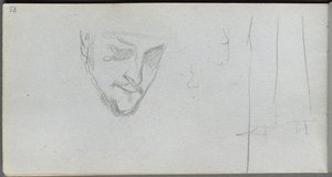 Skizzenbuch, Seite 83: Studie eines Gesichts, Beine von Jean Louis Ernest Meissonier