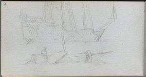 Skizzenbuch, Seite 85: Studie eines Schiffes und einer Boje von Jean Louis Ernest Meissonier