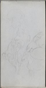Skizzenbuch, Seite 90: Studie von Pferden, Profile von Ernest Meissonier