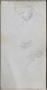 Skizzenbuch, Seite 96: Studie eines Gesichts, Ohren von Jean Louis Ernest Meissonier