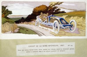 Circuit de la Seine-Inférieure, Szisz im Renault Frères, kam als Erster in die Boxen, Zweiter in der Gesamtwertung, verlor den ersten Platz nur sechs Minuten vor dem Sieger von Ernest Montaut