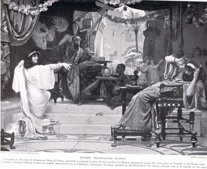 Esther denunziert Haman, Illustration aus 