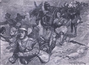 Flucht der Griechen bei Larissa, Illustration aus Cassells Geschichte Englands, 1900er Jahre von Ernest Prater